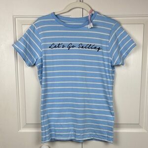 NWT Vineyard Vines Lets Go Sailing Blue and White Striped T-Shirt - XS